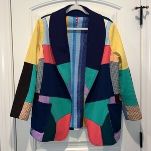 Handmade rare fun colorful patchwork boho hippie artsy blazer jacket large